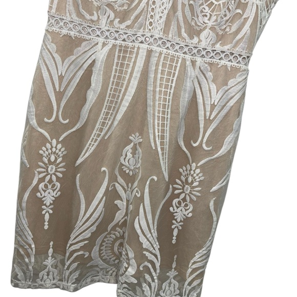 NWT Sz L White Ivory Lace Embroidered Mini Slip Dress Bohemian Romantic Wedding - Picture 7 of 8